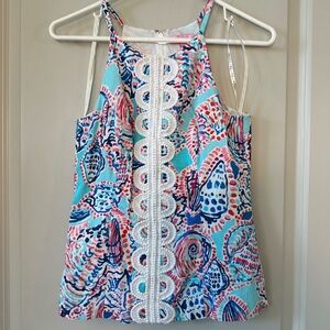 Lily Pulitzer Annabelle Lace Sleeveless Zip Up Back Gorgeous Top, Size 2